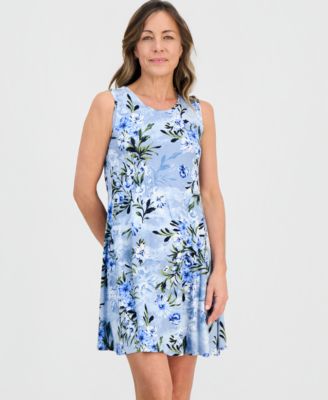 Petite Floral-Print Sleeveless Flip Flop Dress