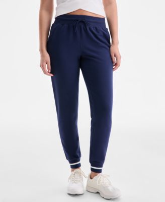 Women's Ribbed Solid Fleece Ankle Jogger Pants