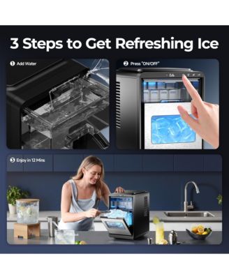 Per day Countertop or Portable Black Crescent Ice Maker with 1.9L Water Tank and 2.2Lbs Ice Basket