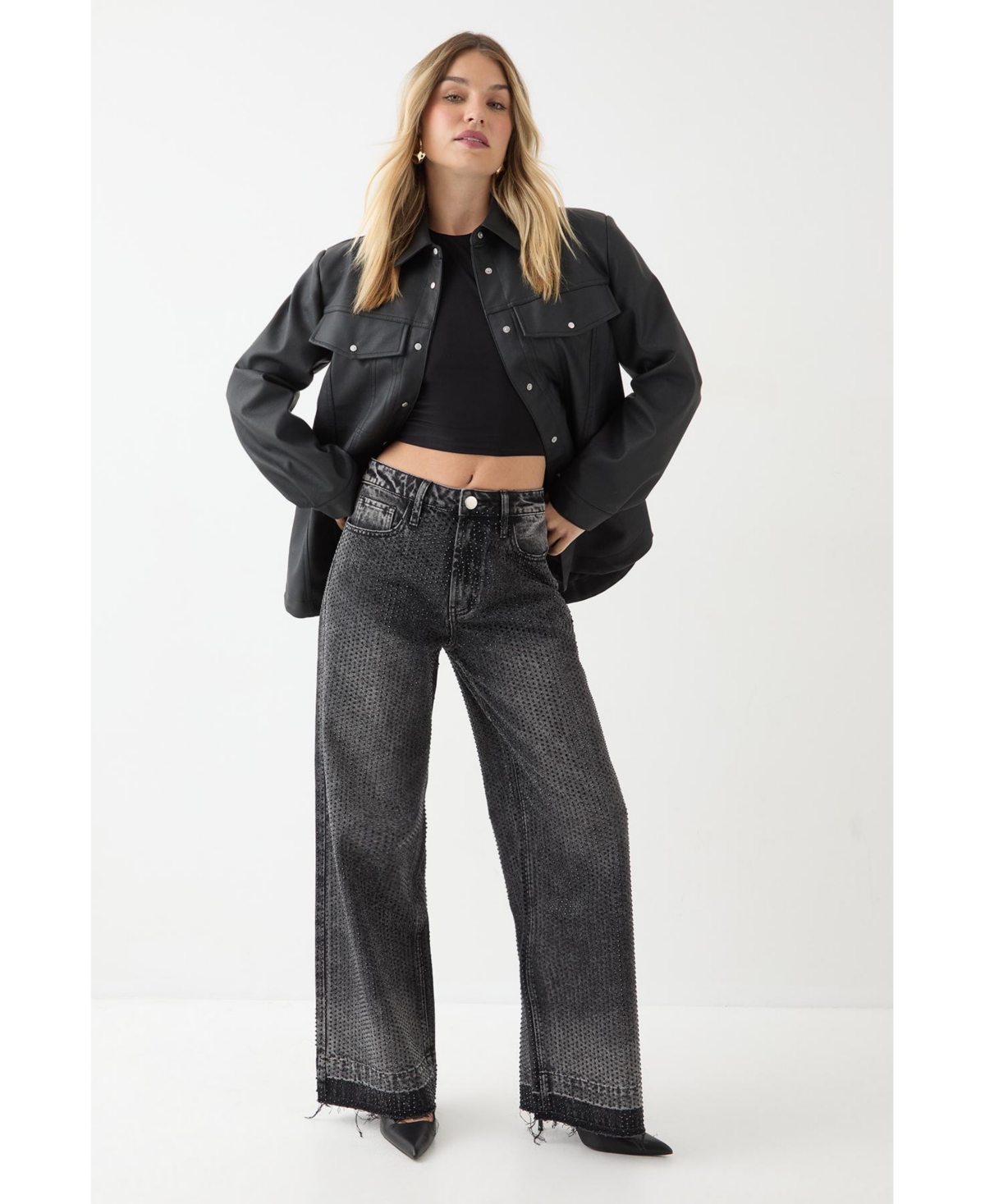 MissPap Women's Diamante Embellished Straight Leg Jeans