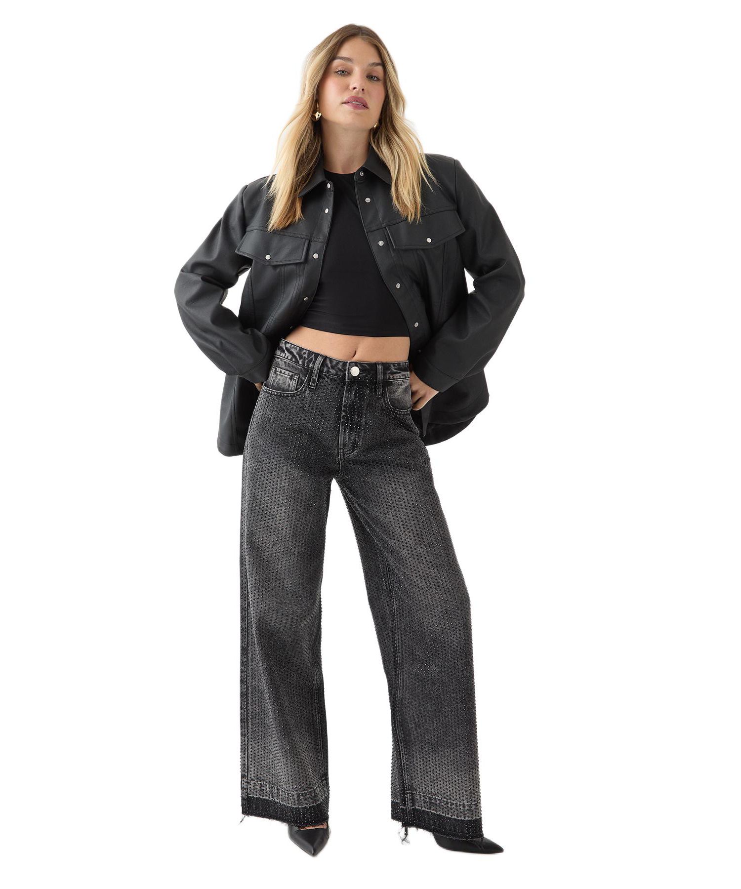 Women's Diamante Embellished Straight Leg Jeans