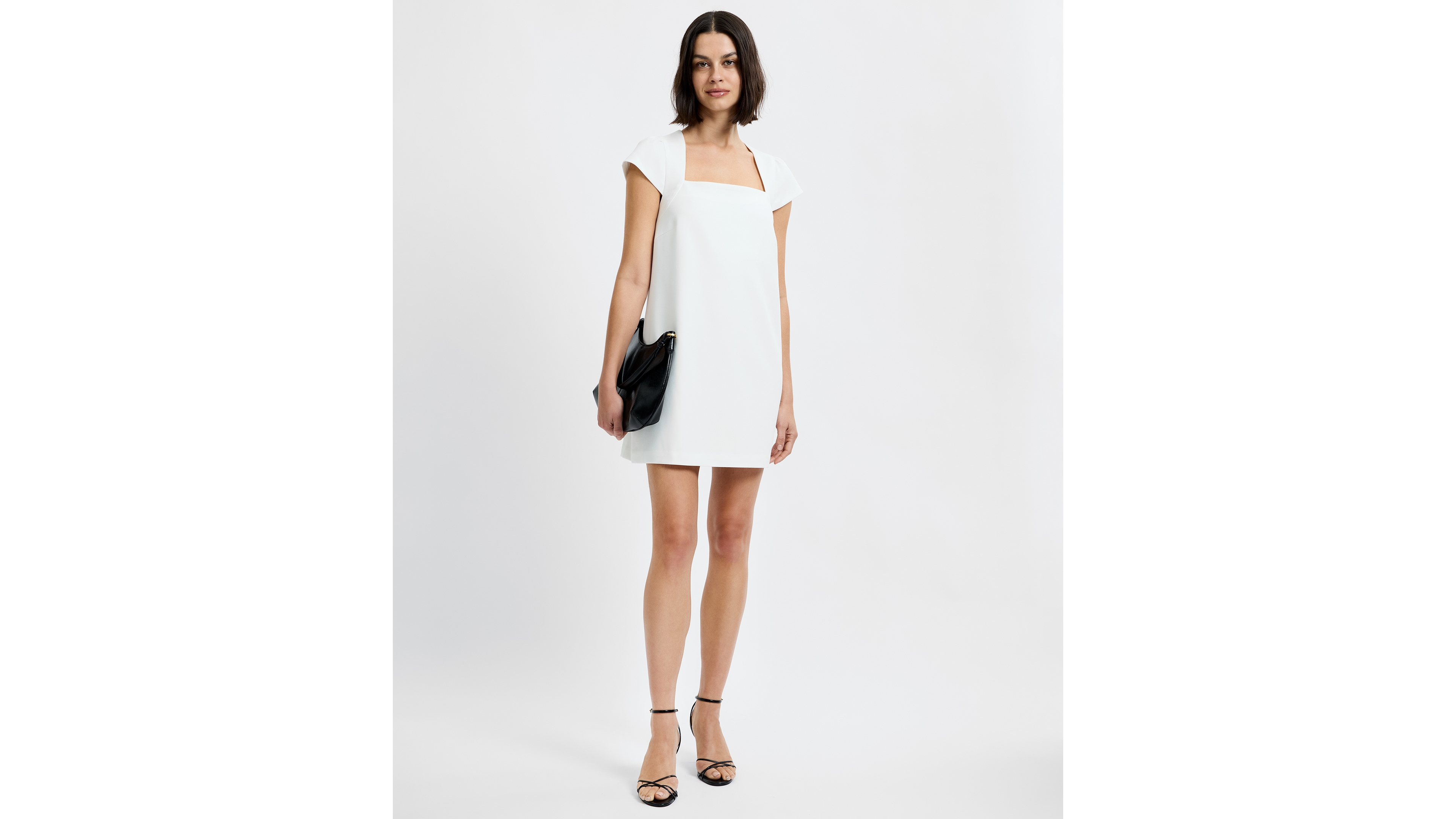 French Connection Women's Square Neck Whisper Cap Sleeve Shift Mini Dress