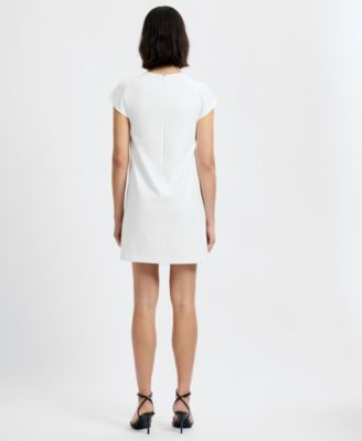 Women's Square Neck Whisper Cap Sleeve Shift Mini Dress