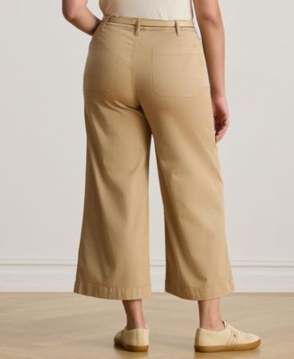 Plus Size Stretch Chino Wide-Leg Cropped Pants