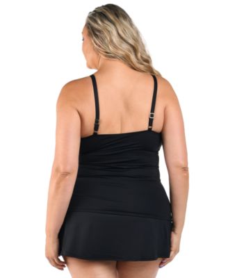 Women's Plus Size Island Goddess Lingerie Strap Tankini Top and Adjustable Tunnel Skirt