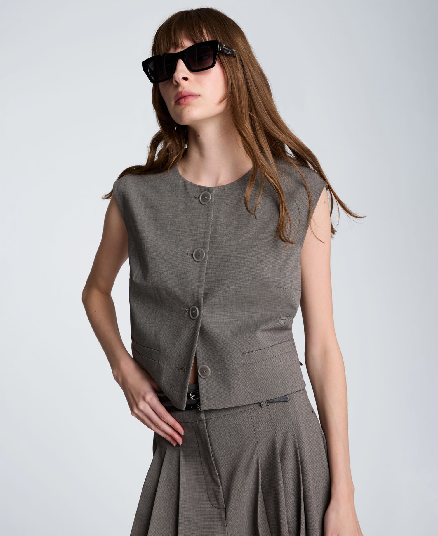 Women's Cropped Four Button Vest