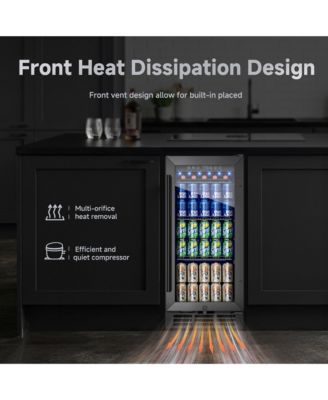 15-in W 130-Can Capacity Black Built-in/Freestanding Indoor Beverage Refrigerator with Glass Door