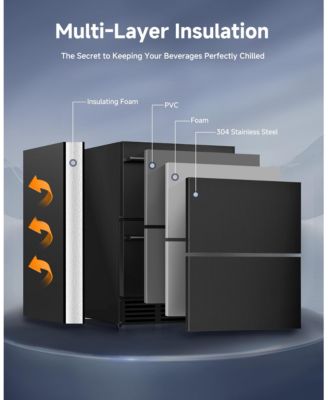 23.4-in W 150-Can Capacity Built-in/Freestanding Beverage Refrigerator in Black