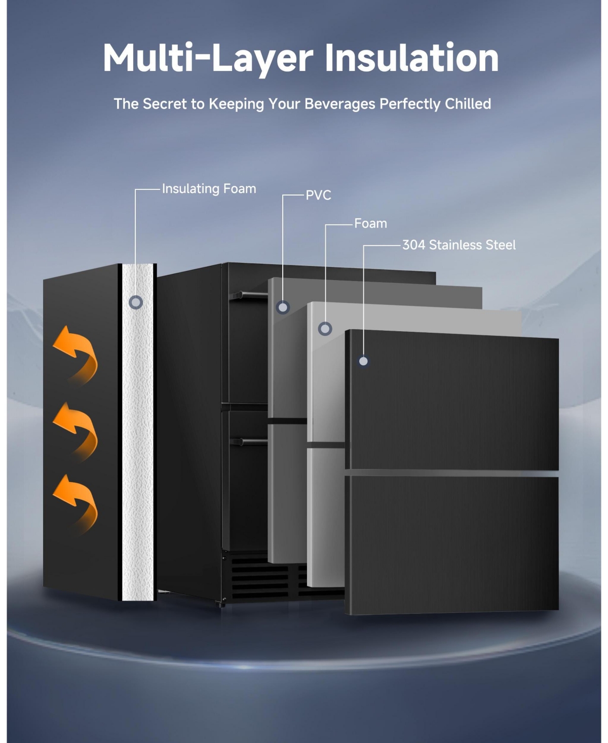 Euhomy 23.4-in W 150-Can Capacity Built-in/Freestanding Beverage Refrigerator in Black