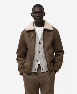 Men's Faux-Leather Fleece Jacket