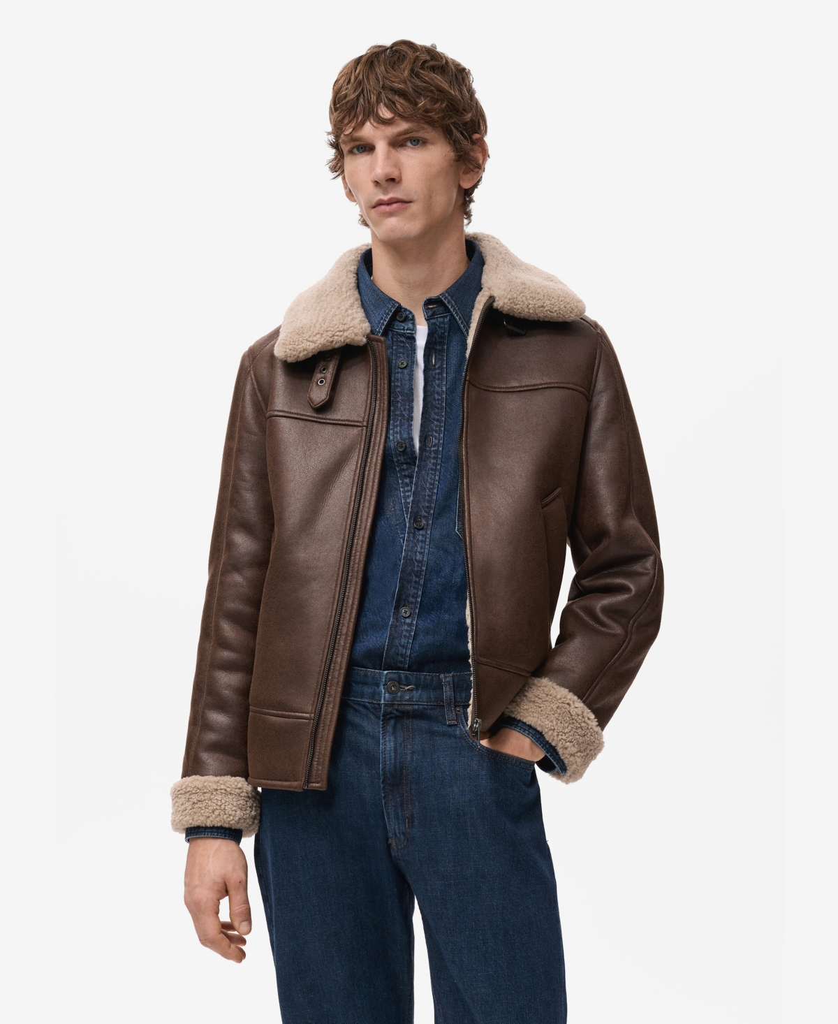 Mango Men's Double Face Sheepskin Jacket