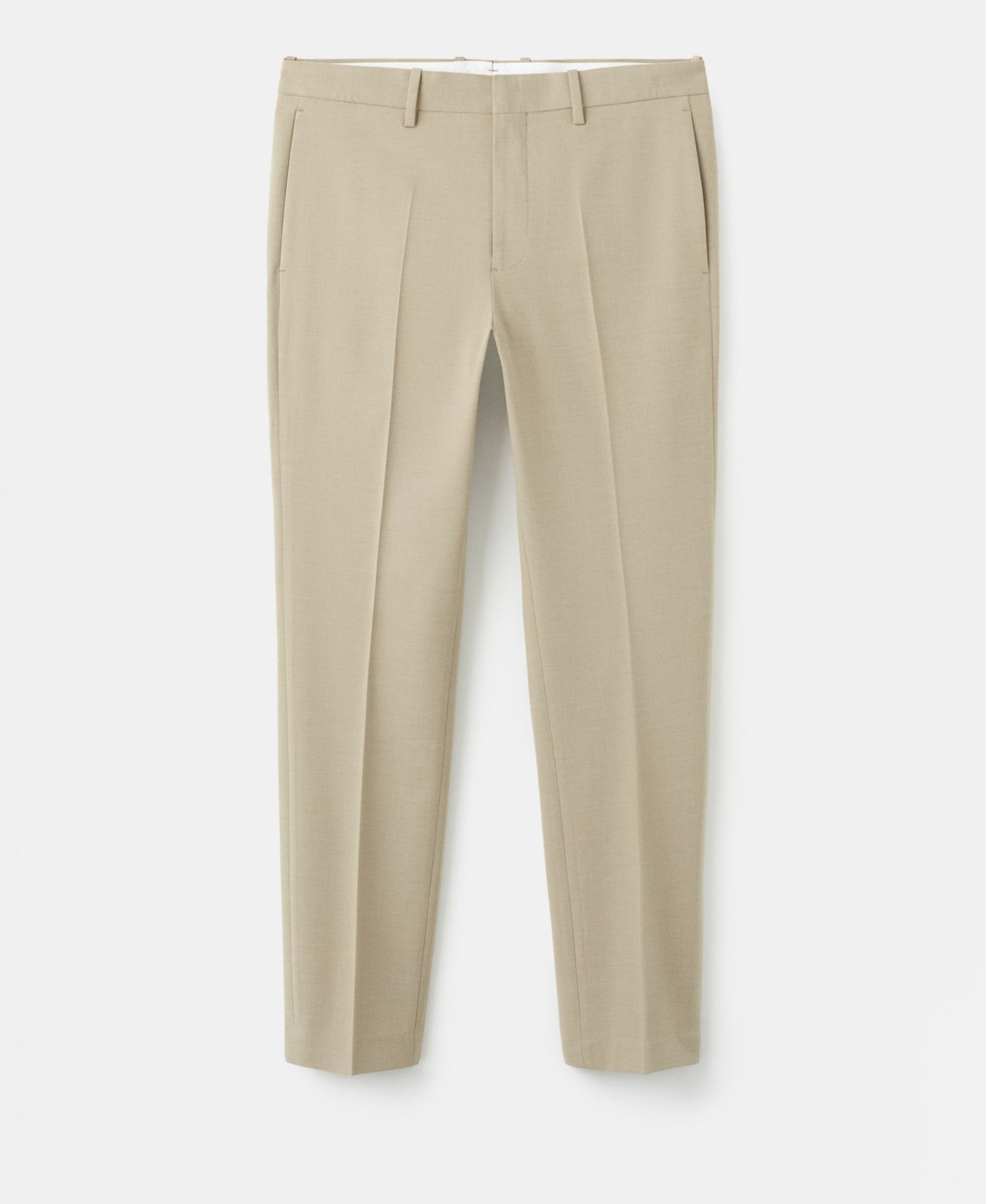 Мужские брюки MANGO Stretch Fabric Super Slim-Fit Suit, цвет: Бежевый — фото 6