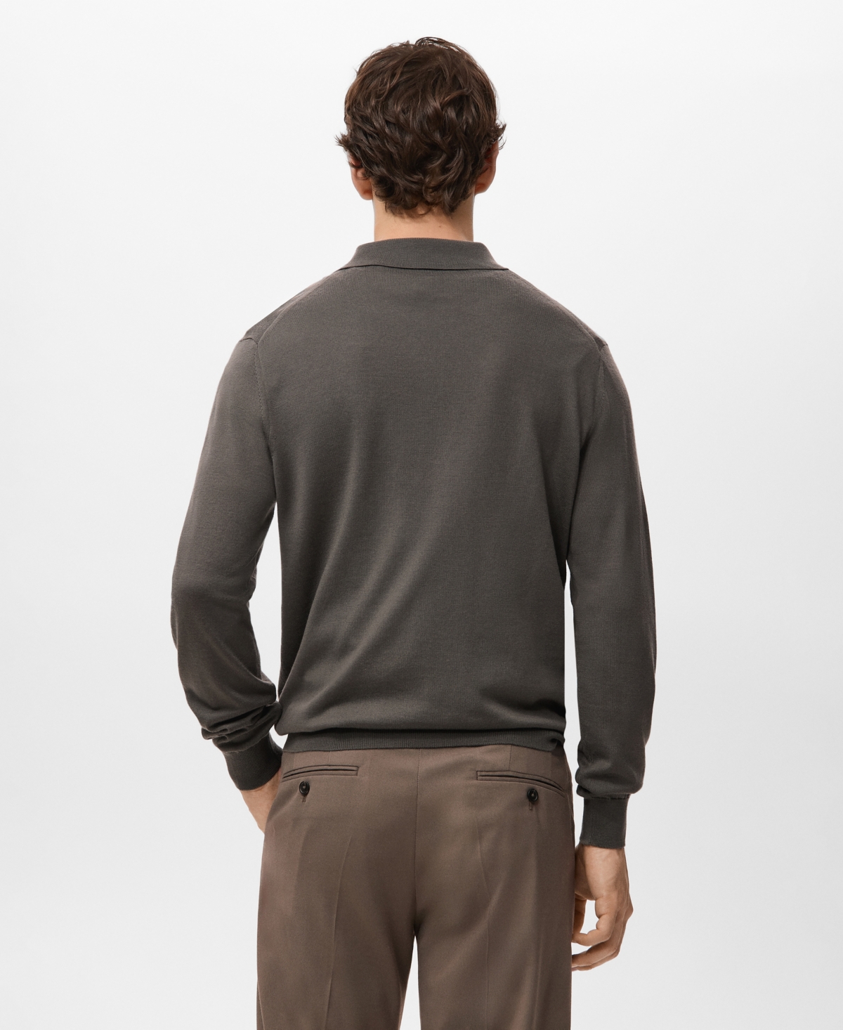 Mango Men's Merino Wool Polo Sweater