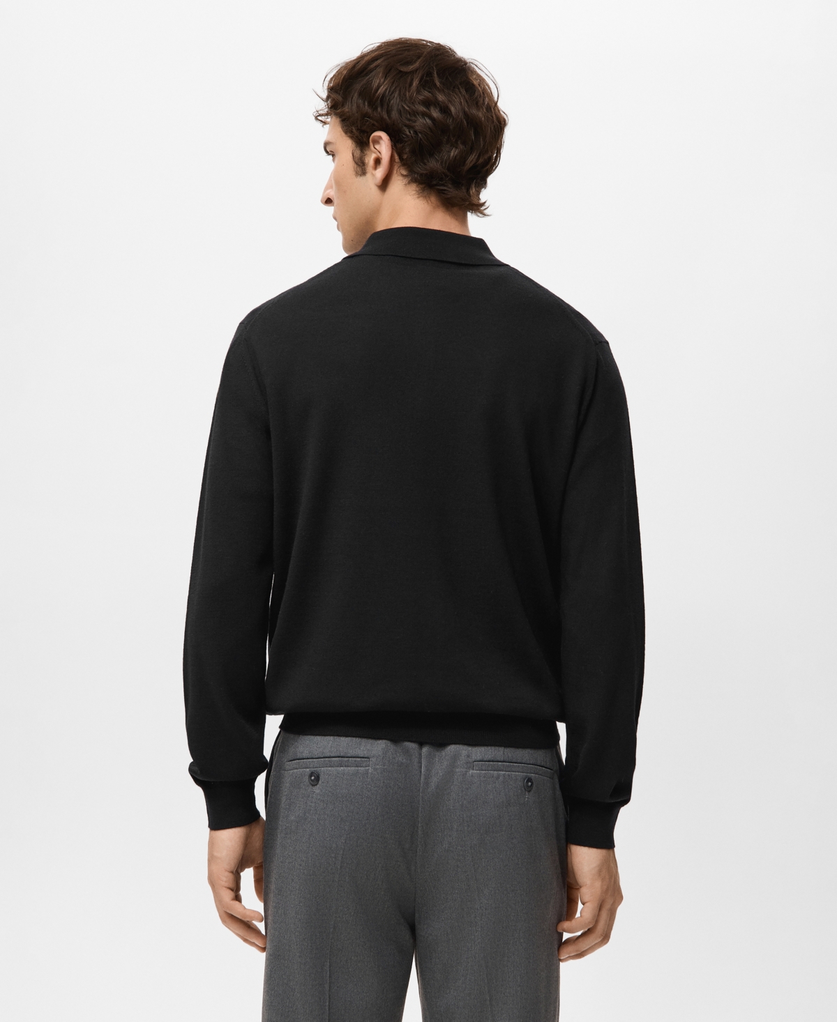 Mango Men's Merino Wool Polo Sweater
