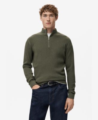Men's Zip Neck Ribbed Sweater
