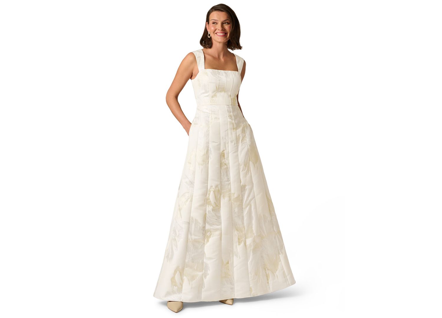 Women's Metallic Square Neck Ball Gown