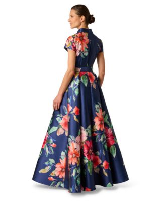 Women's V-Neck Floral Ball Gown