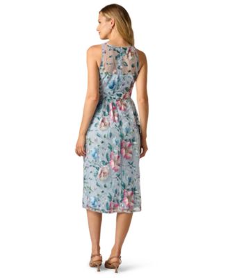 Women's Crew Neck Halter Embroidered Dress