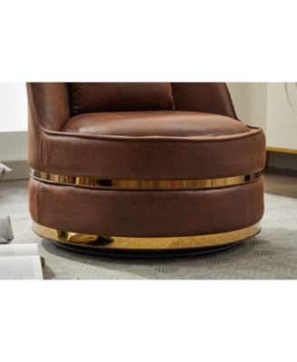 Swivel Faux Leather Barrel Chair, Single Accent Chair for Home/Office
