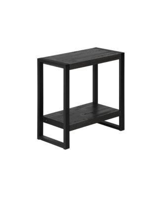 Accent Table, Side, End, Nightstand, Lamp, Living Room, Bedroom, Black Laminate, Black Metal, Industrial