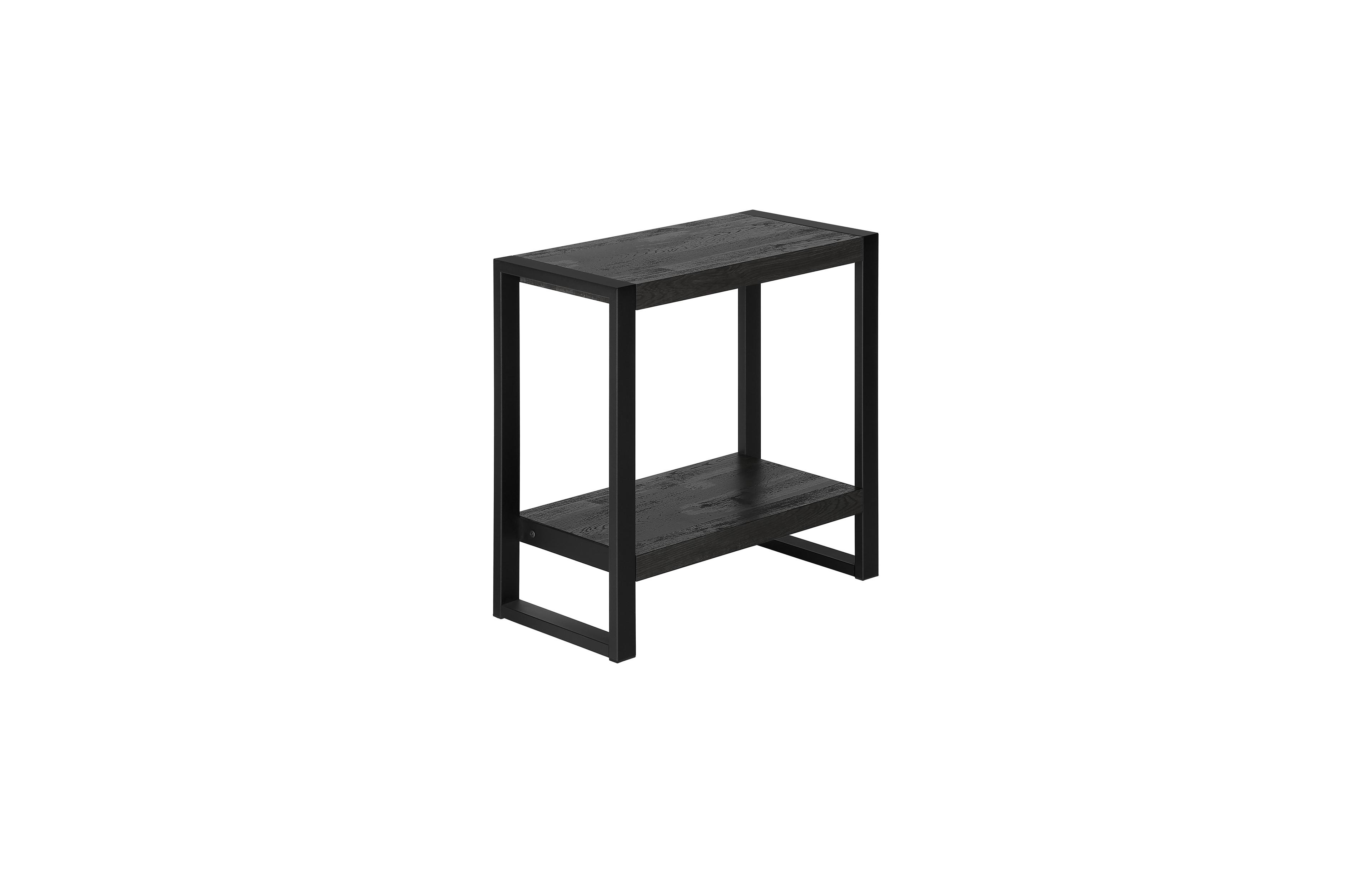 Lovmor Accent Table, Side, End, Nightstand, Lamp, Living Room, Bedroom, Black Laminate, Black Metal, Industrial