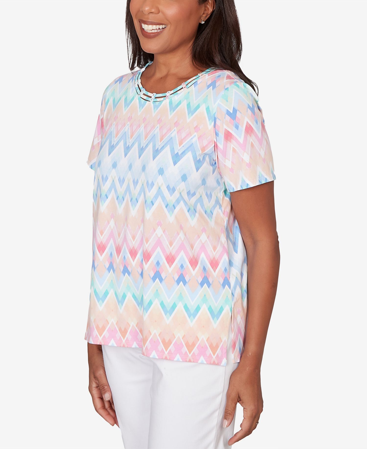 Petite Chevron Beaded Neck Top