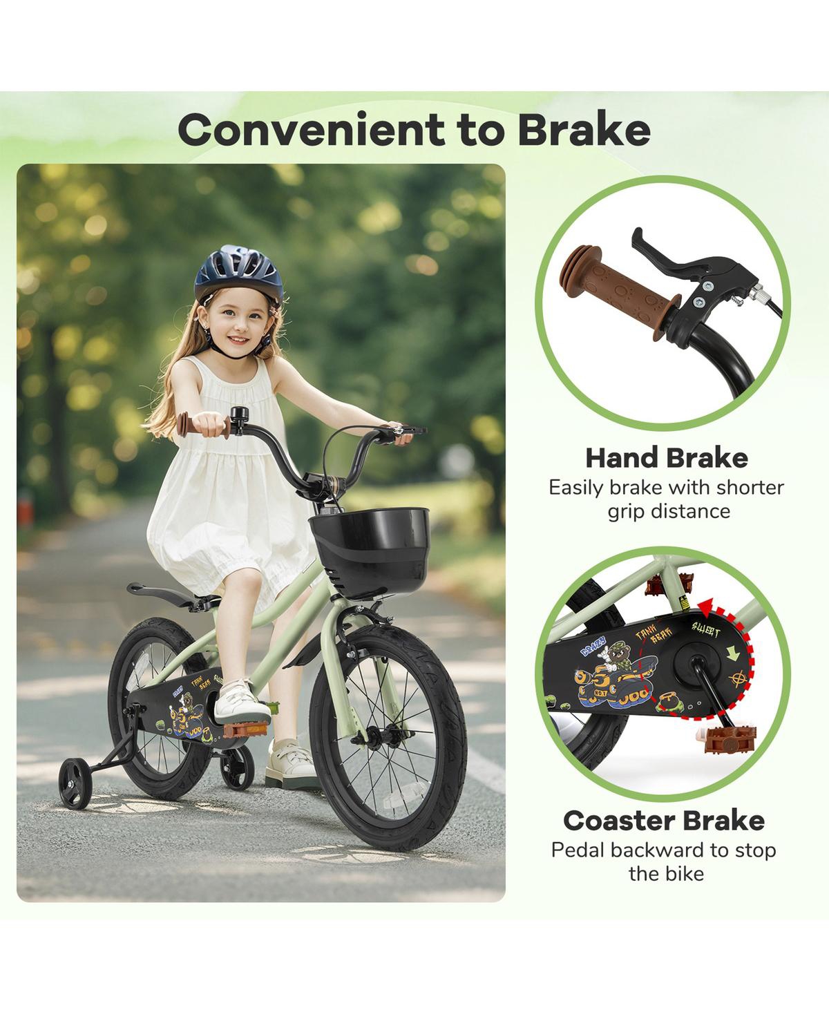 Sugift 16 Inch Kids Bike Adjustable with Training Wheels for 4-7 Years Old