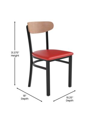 Yara Industrial Dining Chair with Rolled Steel Frame and Solid Wood Seat - 500 lbs. Static Weight Capacity