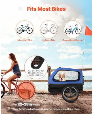 Foldable Pet Bike Trailer with Internal Leash, Holds up to 88 lbs.