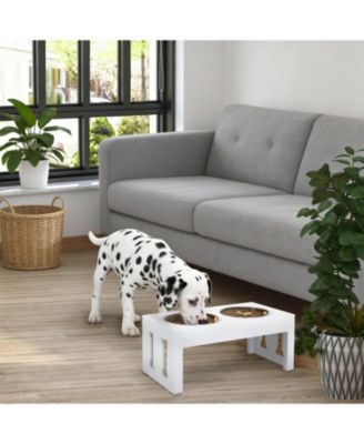 Dog Bowls Elevated Feeding Station in White