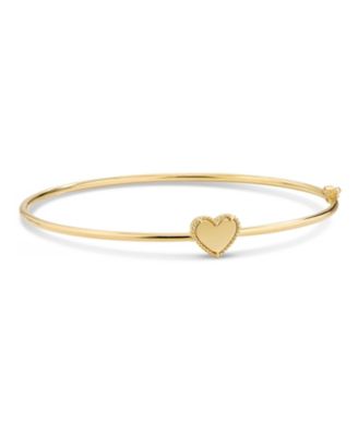 Sweet Heart Bangle Bracelet in 14K Gold, Fits Small to Medium Wrist
