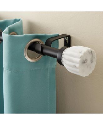 Marbled Flute Single Curtain Rod and Finial, Adjustable Length 66”-120”