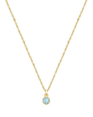 Girls 14K Gold Crystal Birthstone Necklace