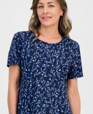 Petite Printed Short-Sleeve T-Shirt Dress