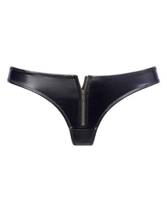 Women's Faux Leather Zip Thong