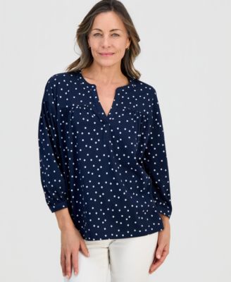 Petite 3/4-Puff-Sleeve Knit Top