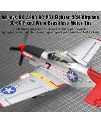 2.4G 4-Channel P51 RC Plane with Brushless Motor, 6G/3D Flight Modes, 6-Axis Gyro & LED Light