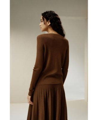 Women's V-neck Ultra-fine Merino Wool Sweater