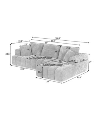 Streamdale  Furniture Chenille L-Shape Sectional Sofa Sleeper Couch