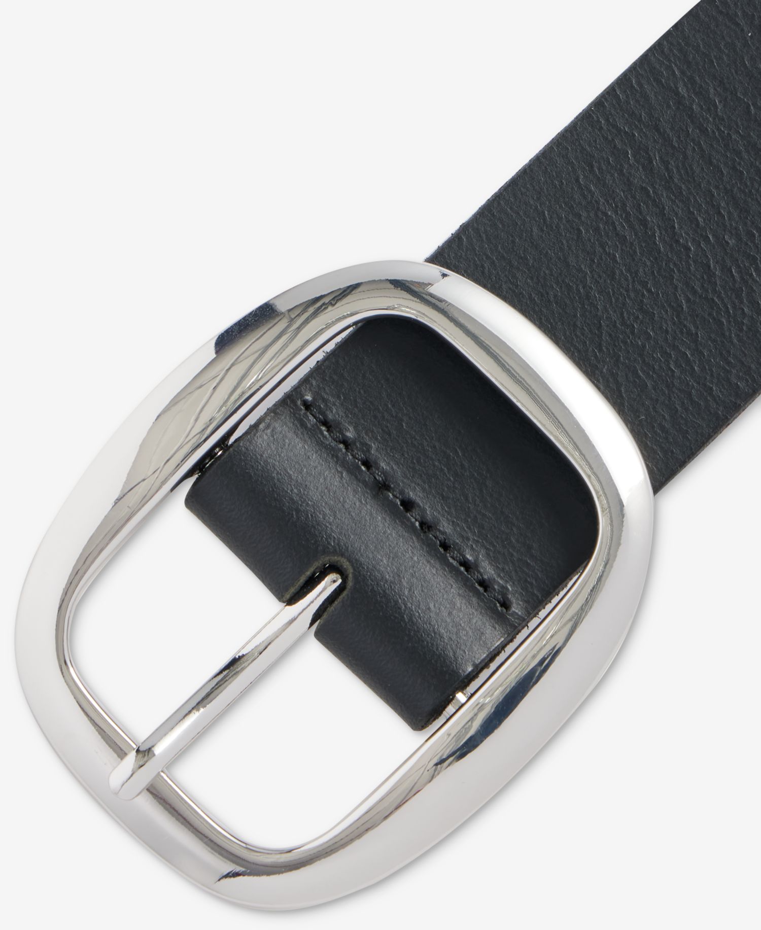 I.N.C International Concepts Centerbar Oval Buckle Leather Belt