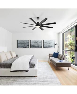 52-inch Modern Exquisite Black 8-Blade Ceiling Fans with Adjustable Led Lights and Intelligent Remote Control