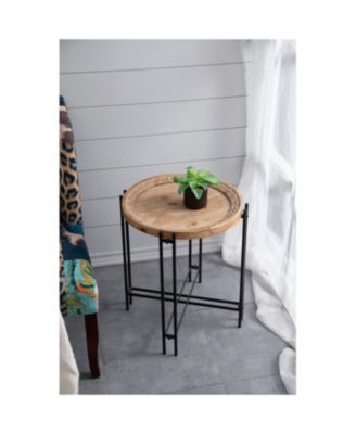 Round Side Table with Wood Top