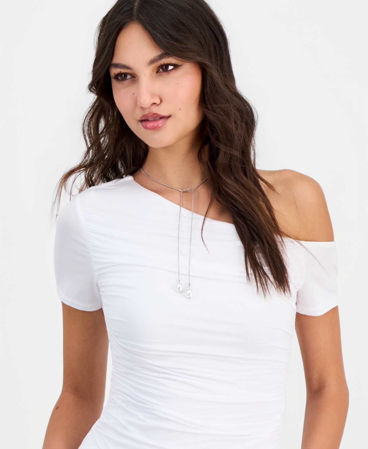 Guess Women's Jaide Asymmetric Short-Sleeve Shirring Top