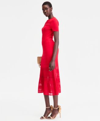 Women's Pointelle Stripe Sweater Skirt