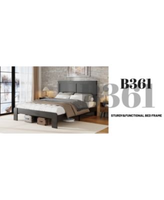 Streamdale Upholstered Full Bed Frame with Storage Headboard, LED & Pet Bed