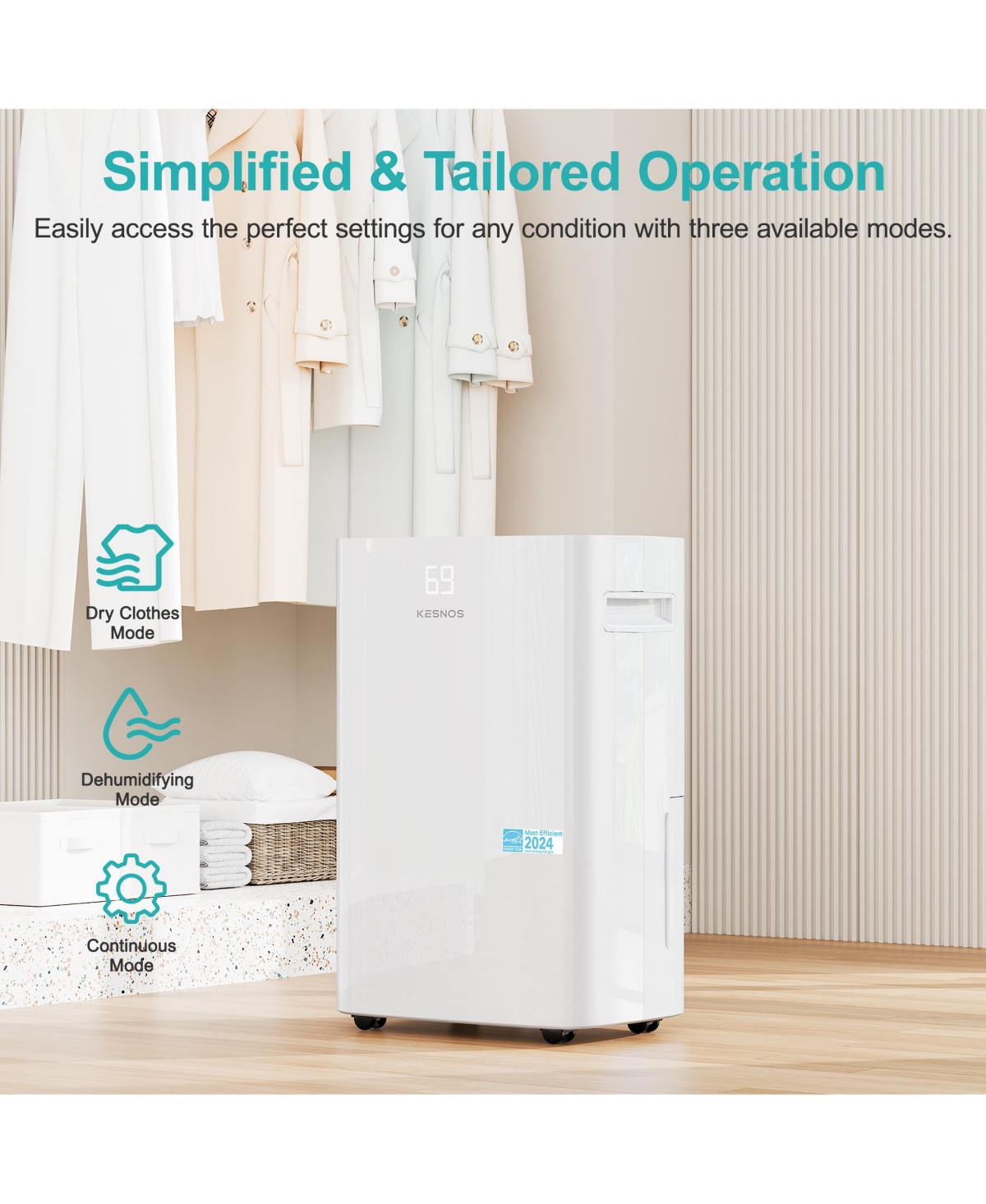 Kesnos Dehumidifier 52 Pints for 4,500 Sq. Ft.