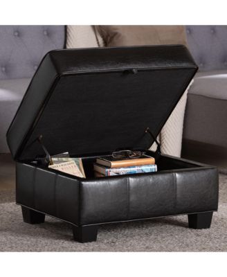 Agustus Brown Leather Storage Ottoman