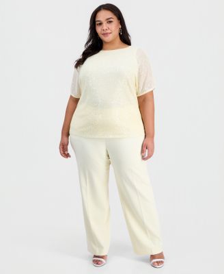Plus Size Sequined Dolman-Sleeve Top
