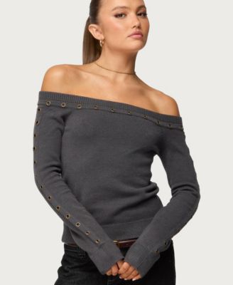 Women's Morgen Grommet Off Shoulder Knit Top