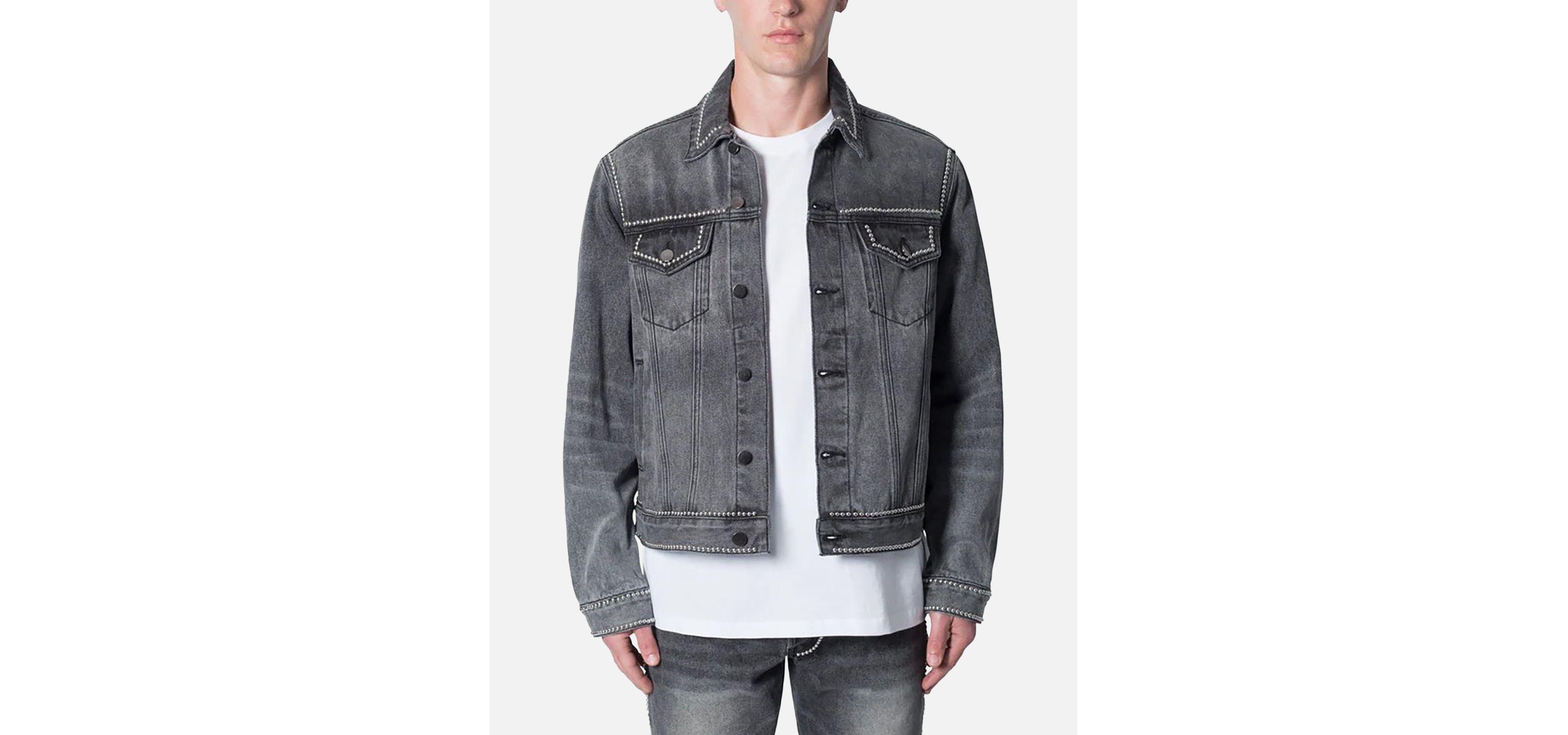 mnml Men's Flat Studded Trucker Jacket